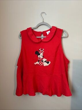 Disney Red Minnie Mouse Peter Pan Collar Peplum Tank